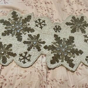 Elegant Snowflake Beaded Table Runner